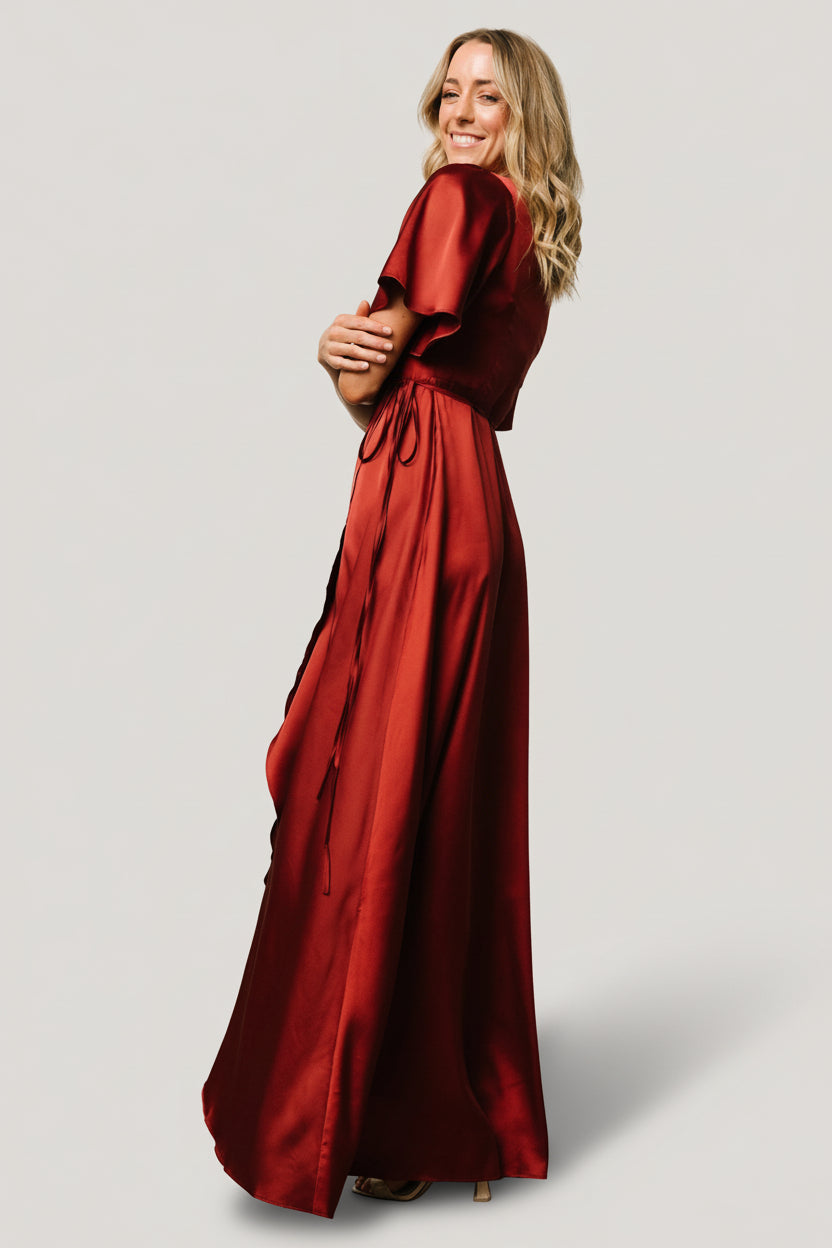 Baltic Born - Vara Satin Maxi Wrap Dress