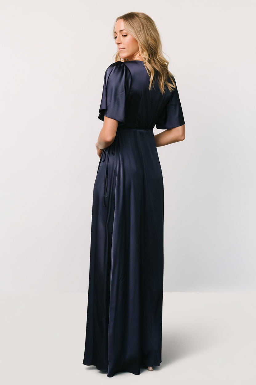 Baltic Born - Vara Satin Maxi Wrap Dress