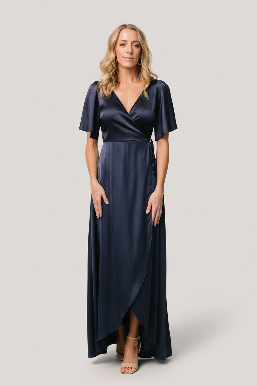 Baltic Born - Vara Satin Maxi Wrap Dress