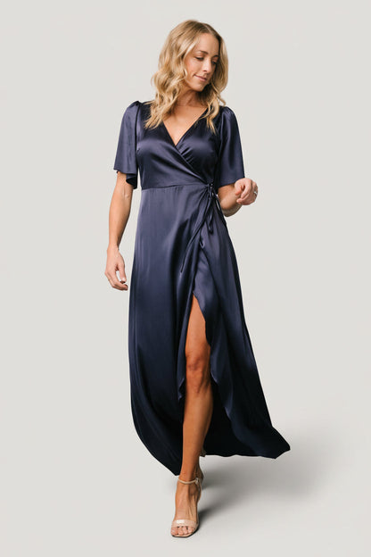 Baltic Born - Vara Satin Maxi Wrap Dress