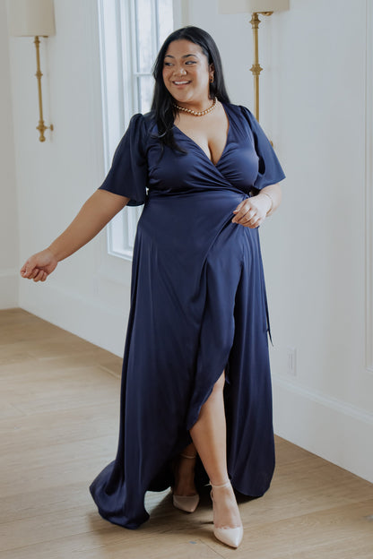 Baltic Born - Vara Satin Maxi Wrap Dress