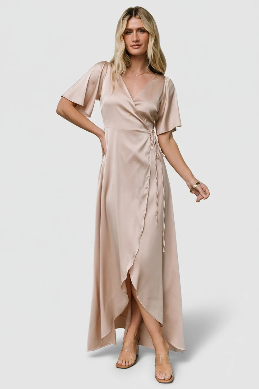 Baltic Born - Vara Satin Maxi Wrap Dress