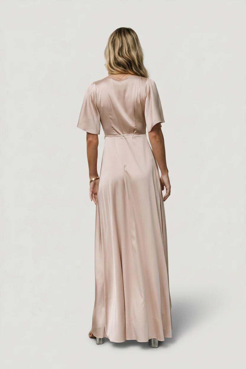 Baltic Born - Vara Satin Maxi Wrap Dress