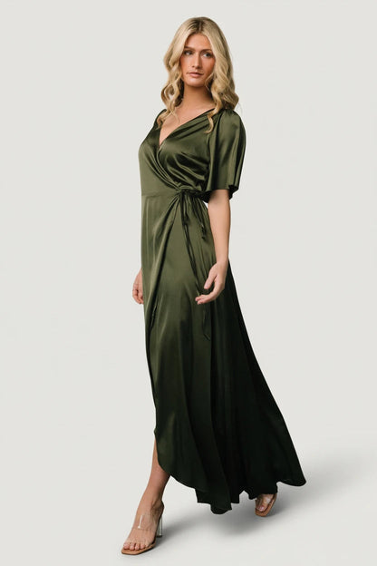 Baltic Born - Vara Satin Maxi Wrap Dress