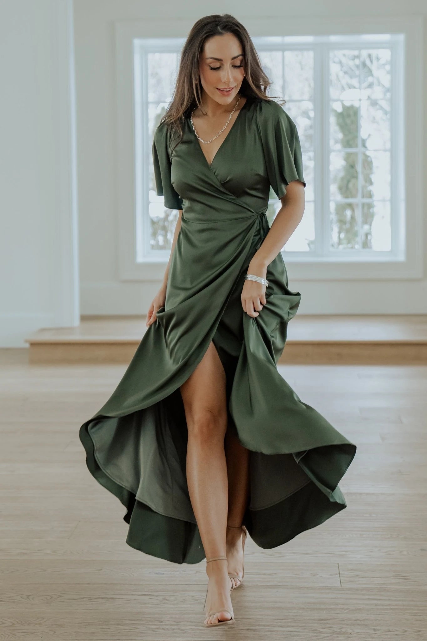 Baltic Born - Vara Satin Maxi Wrap Dress