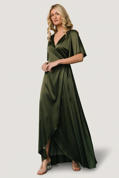 Baltic Born - Vara Satin Maxi Wrap Dress