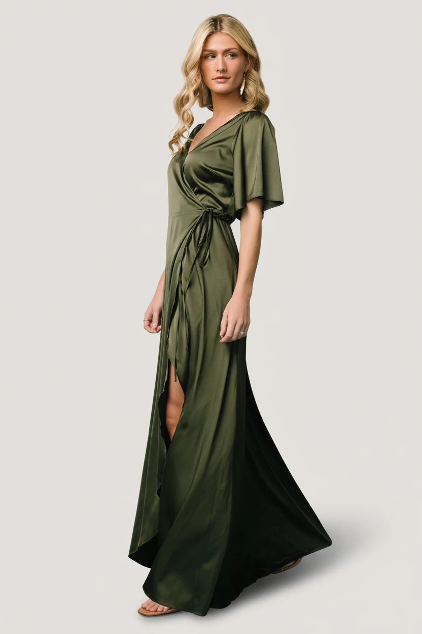 Baltic Born - Vara Satin Maxi Wrap Dress