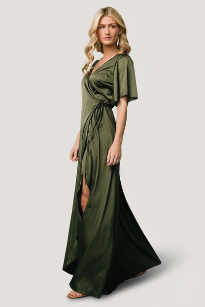 Baltic Born - Vara Satin Maxi Wrap Dress