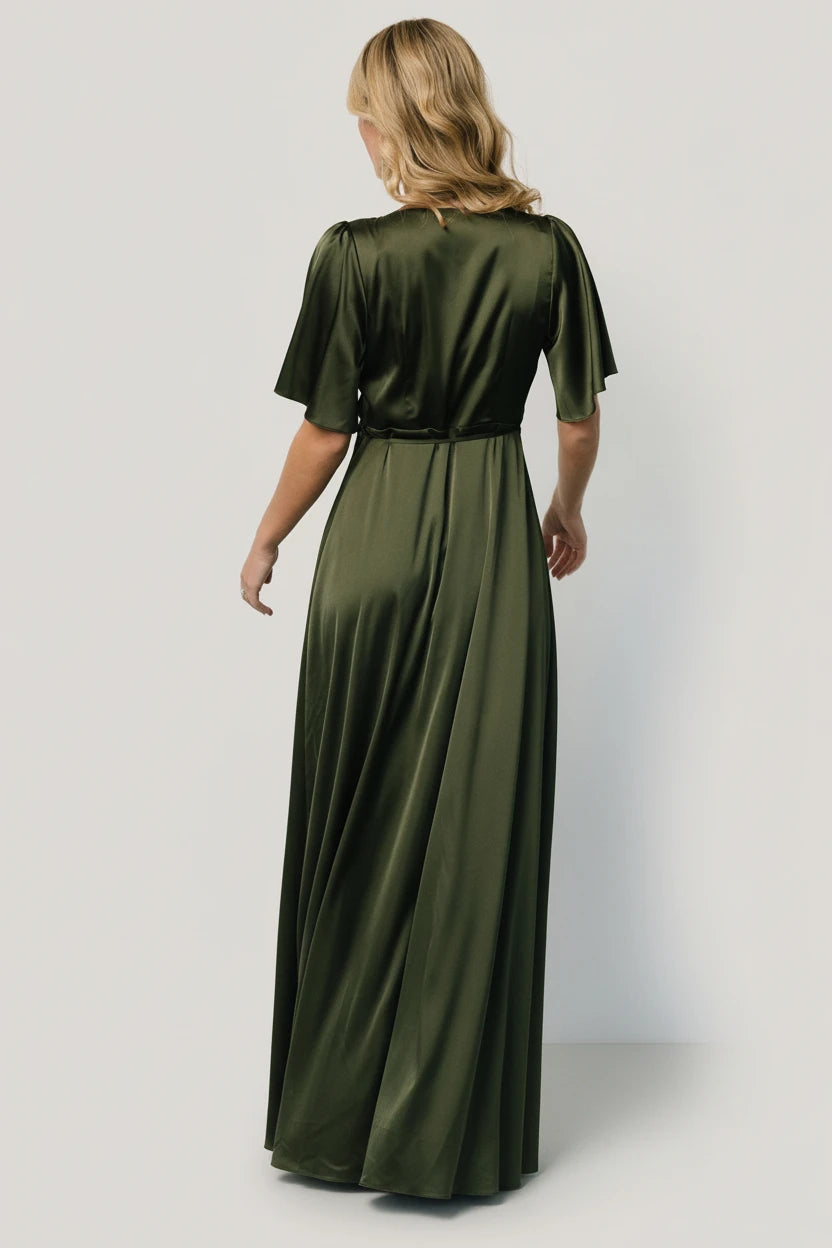Baltic Born - Vara Satin Maxi Wrap Dress