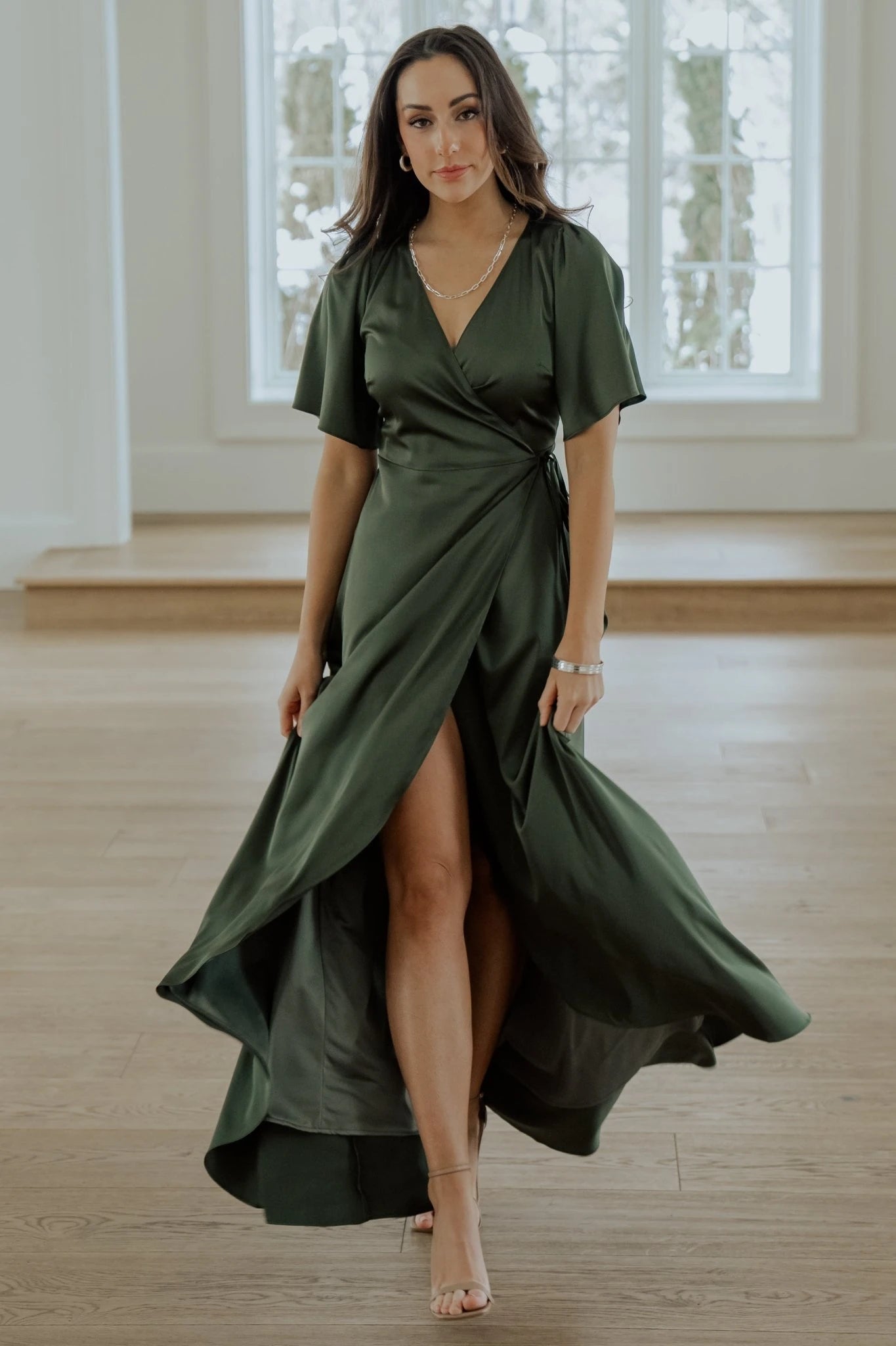 Baltic Born - Vara Satin Maxi Wrap Dress