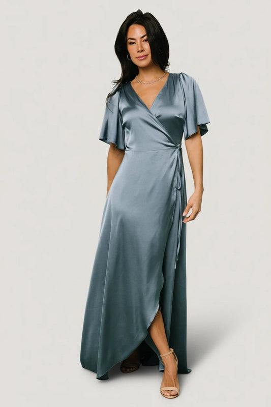 Baltic Born - Vara Satin Maxi Wrap Dress