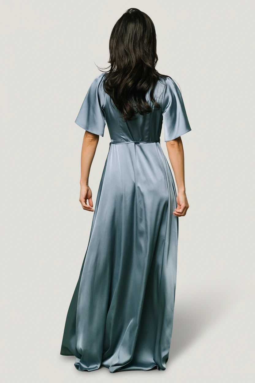 Baltic Born - Vara Satin Maxi Wrap Dress