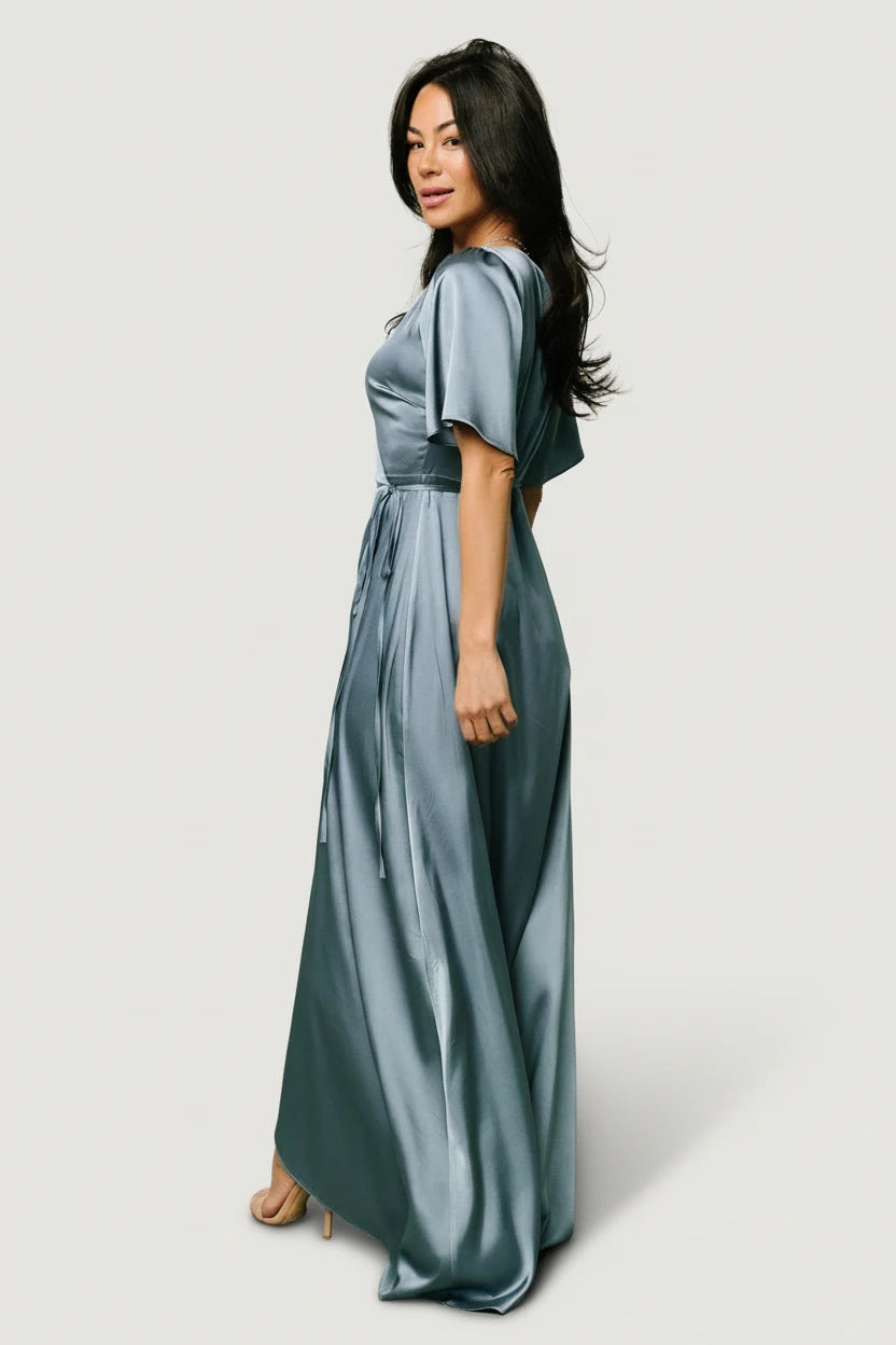 Baltic Born - Vara Satin Maxi Wrap Dress
