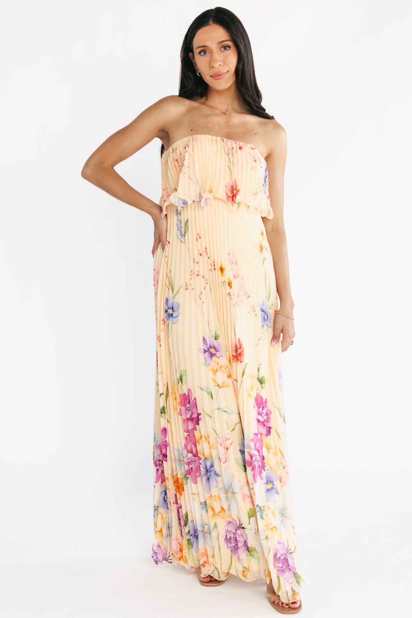 Baltic Born - Bloom Pleated Strapless Maxi Dress