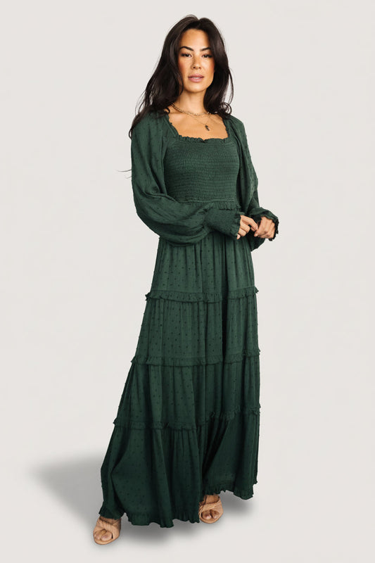 Baltic Born - Amanda Smocked Dotted Maxi Dress