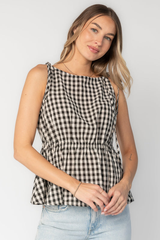 Baltic Born - Lane Gingham Peplum Top