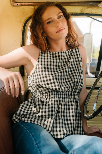 Baltic Born - Lane Gingham Peplum Top