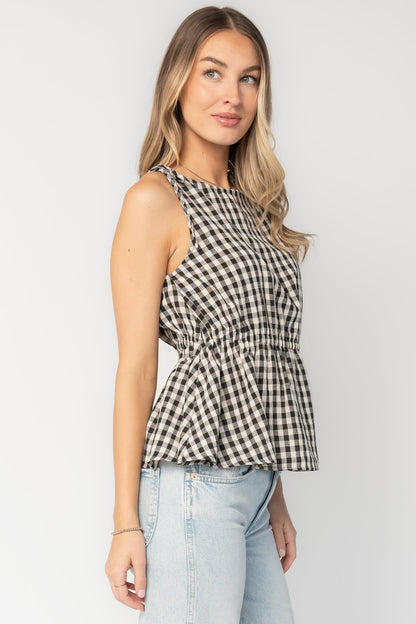 Baltic Born - Lane Gingham Peplum Top