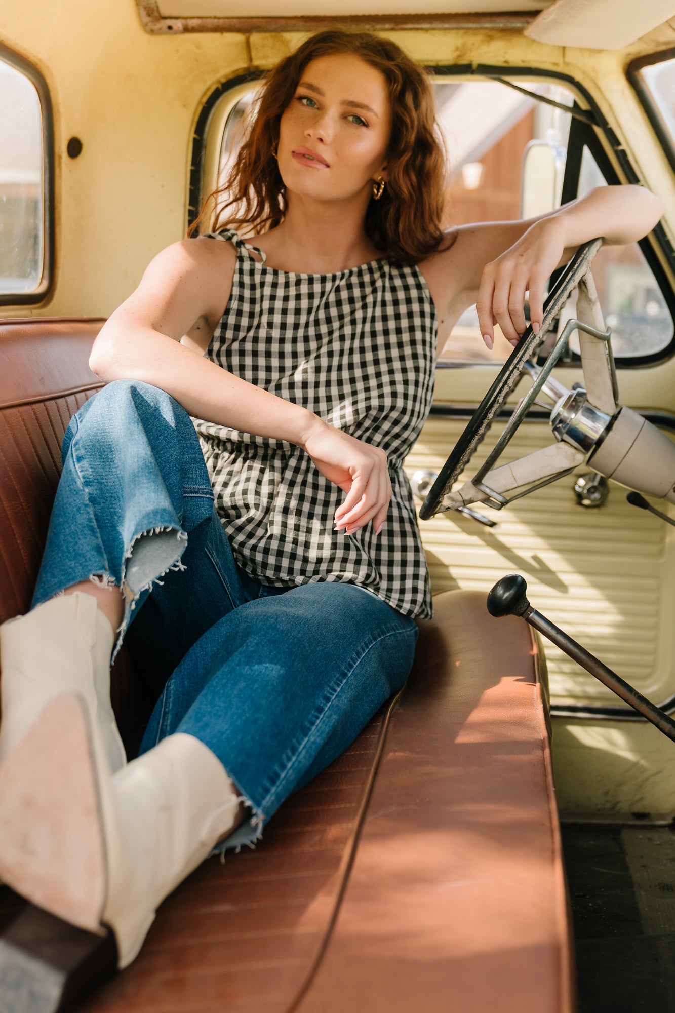 Baltic Born - Lane Gingham Peplum Top