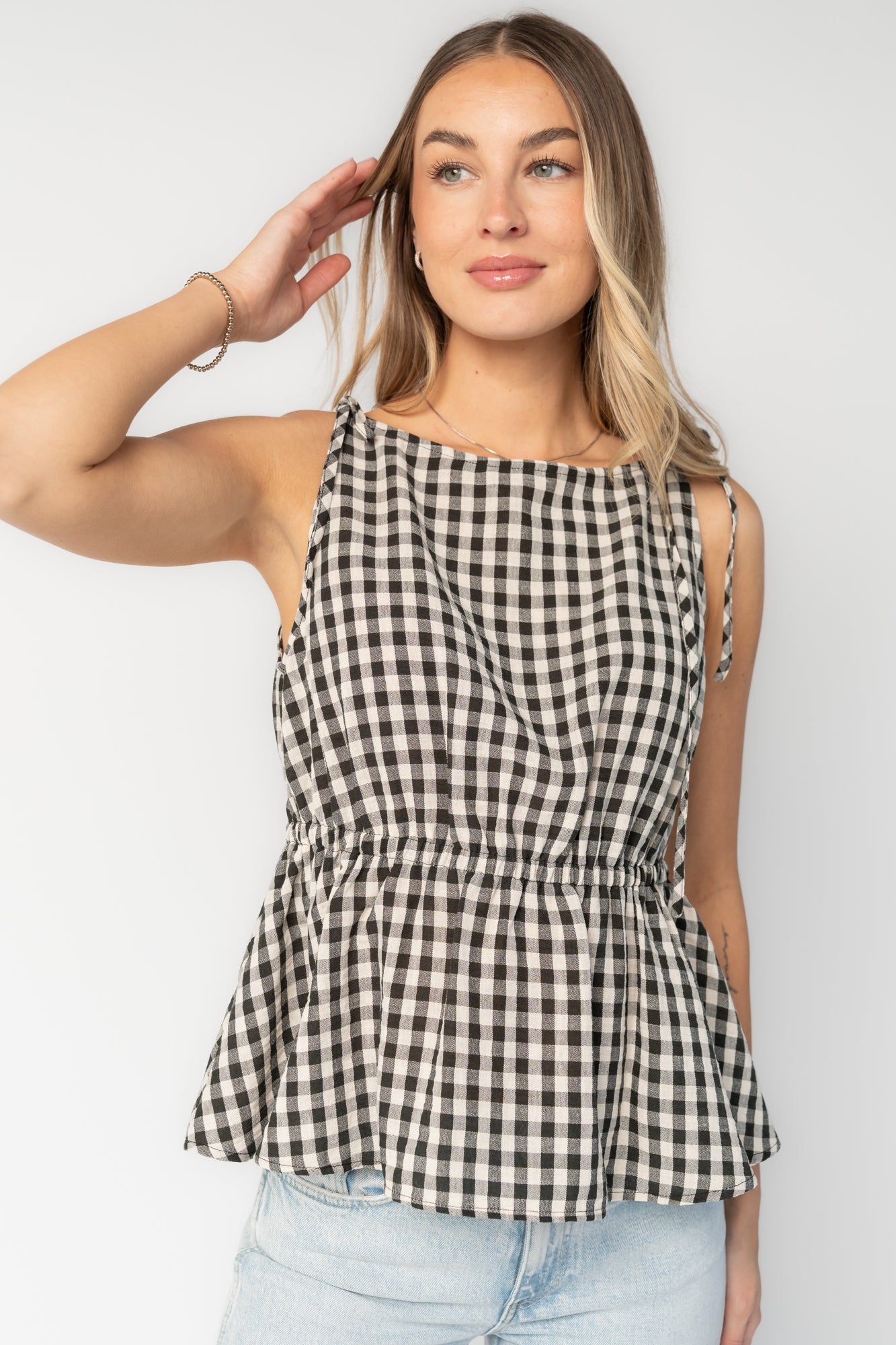 Baltic Born - Lane Gingham Peplum Top