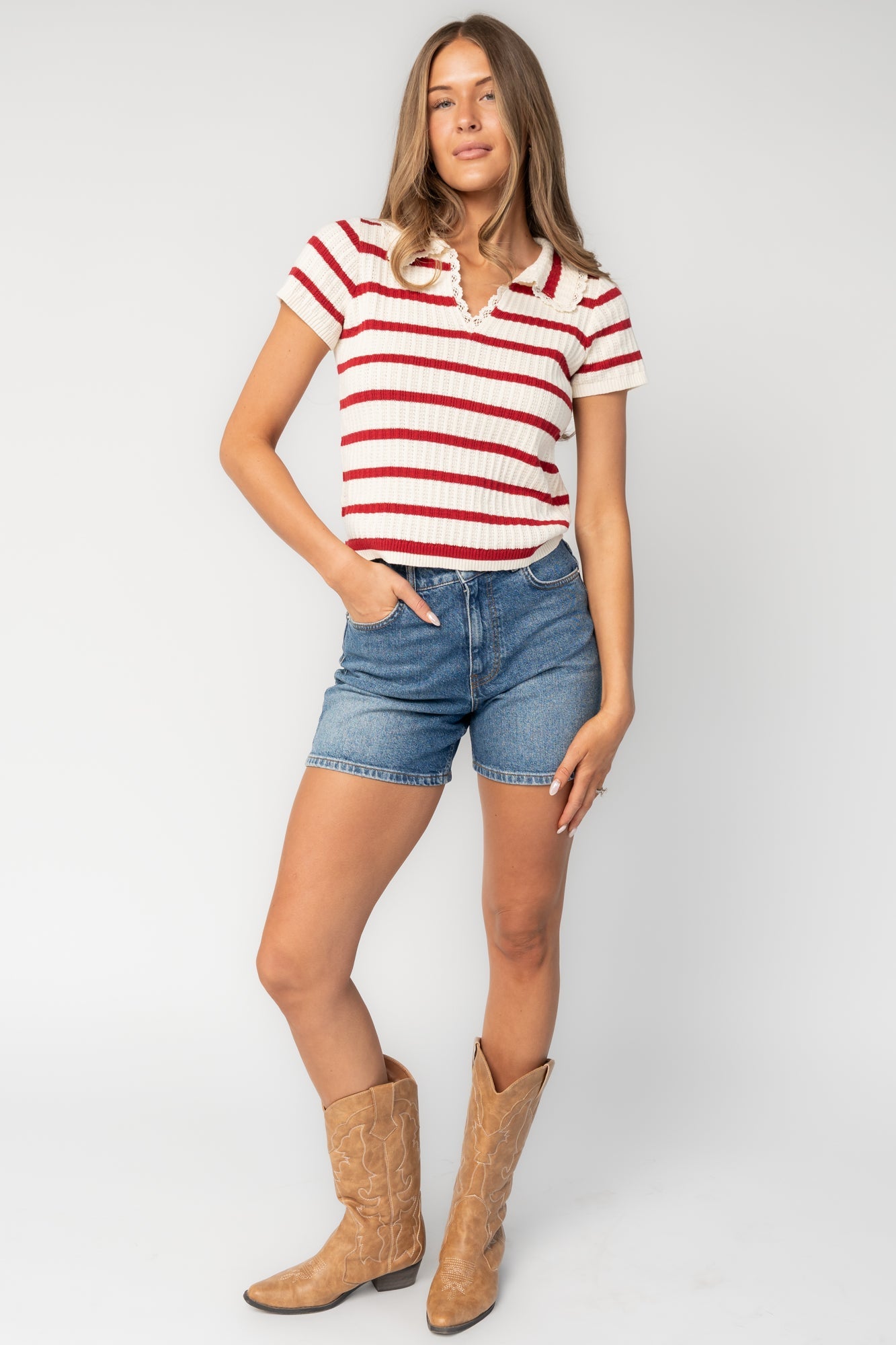 Baltic Born - Molly Striped Collar Top