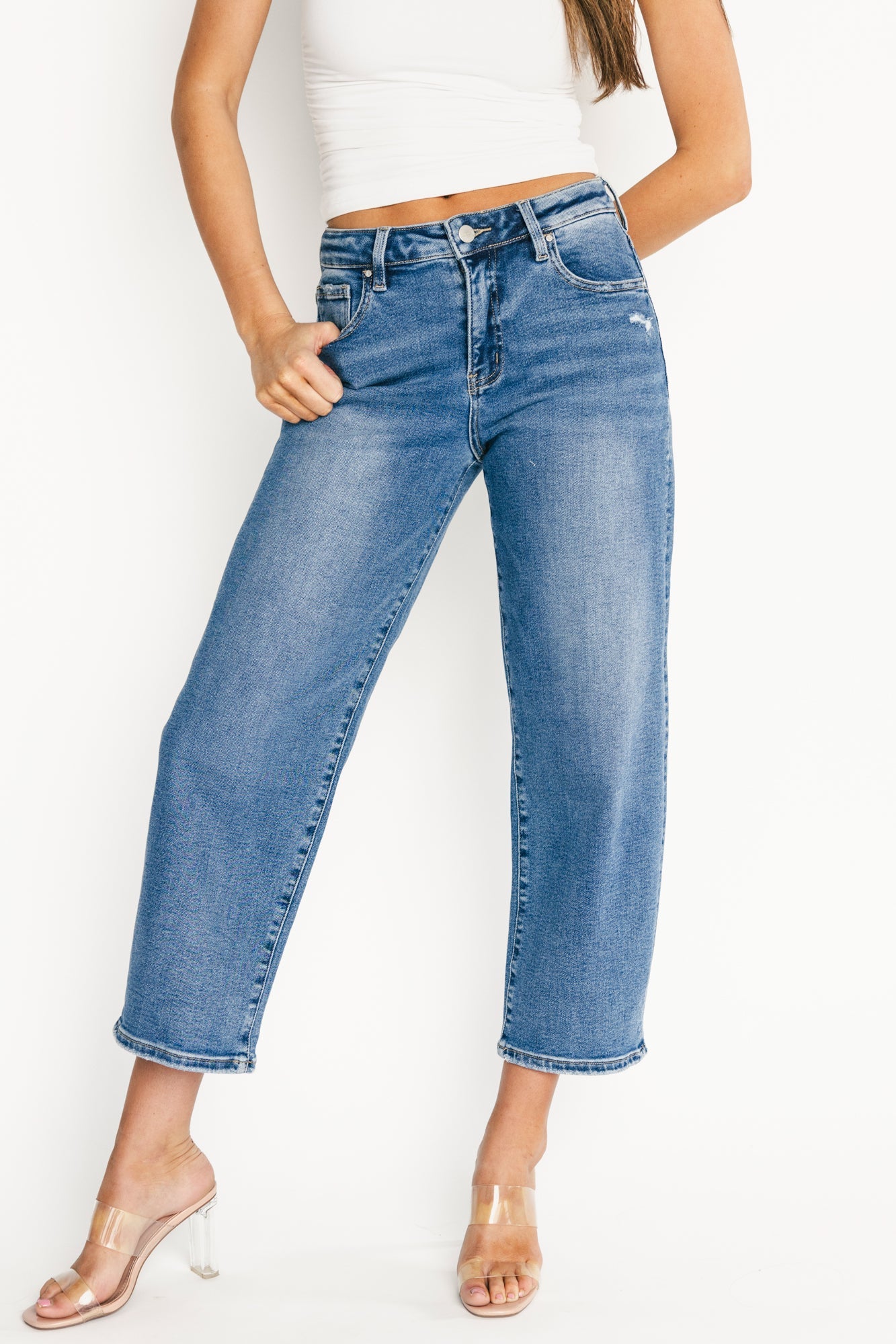 Baltic Born - Lumi High Rise Crop Barrel Jeans