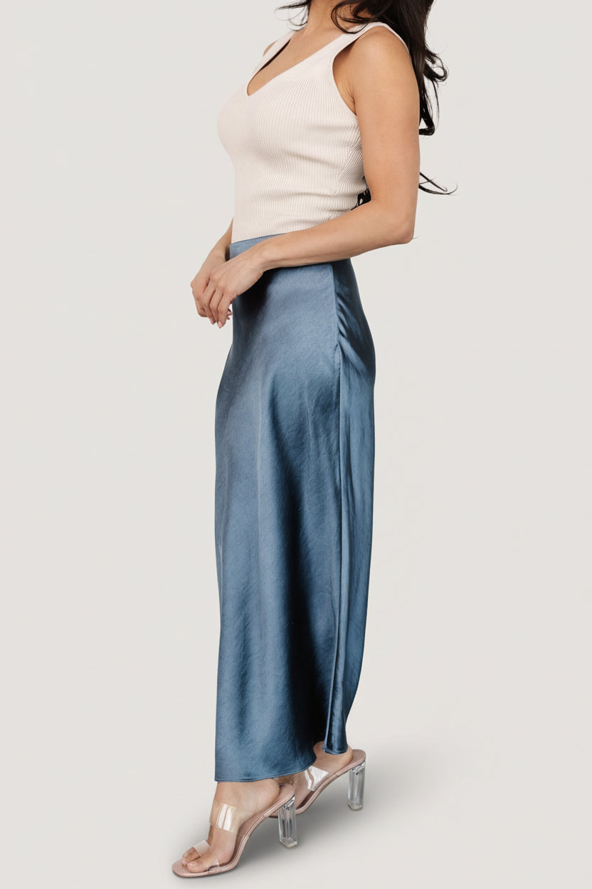 Baltic Born - Celeste Satin Midi Skirt