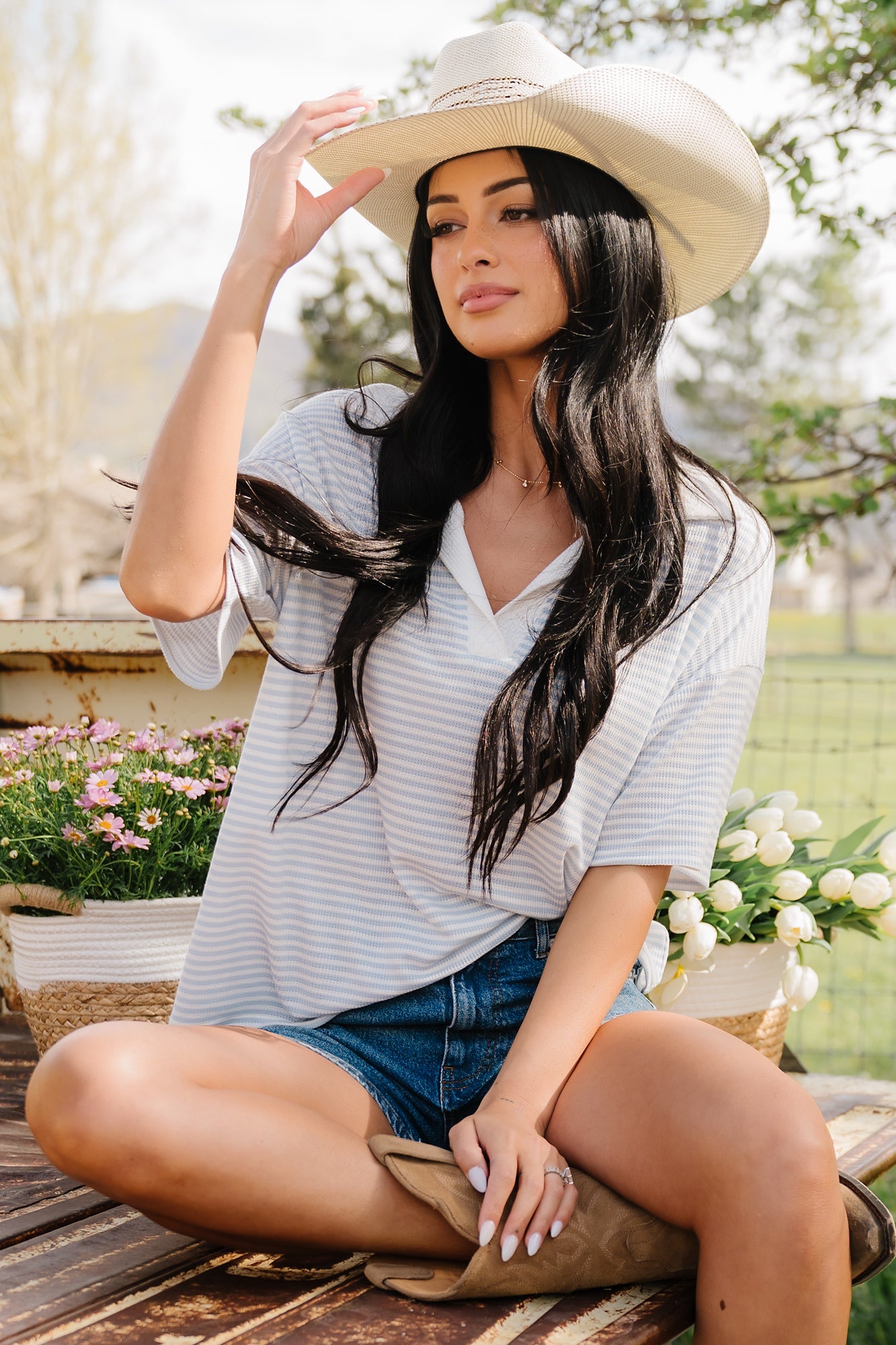 Baltic Born - Billie Open Collar Top