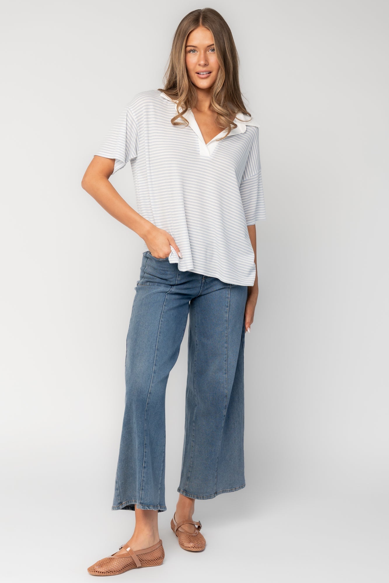 Baltic Born - Billie Open Collar Top
